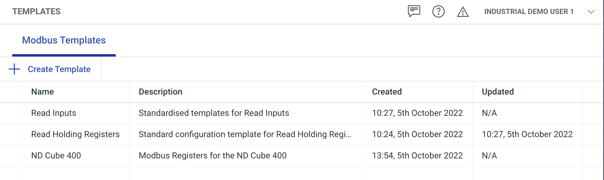 Viewing all Modbus Templates