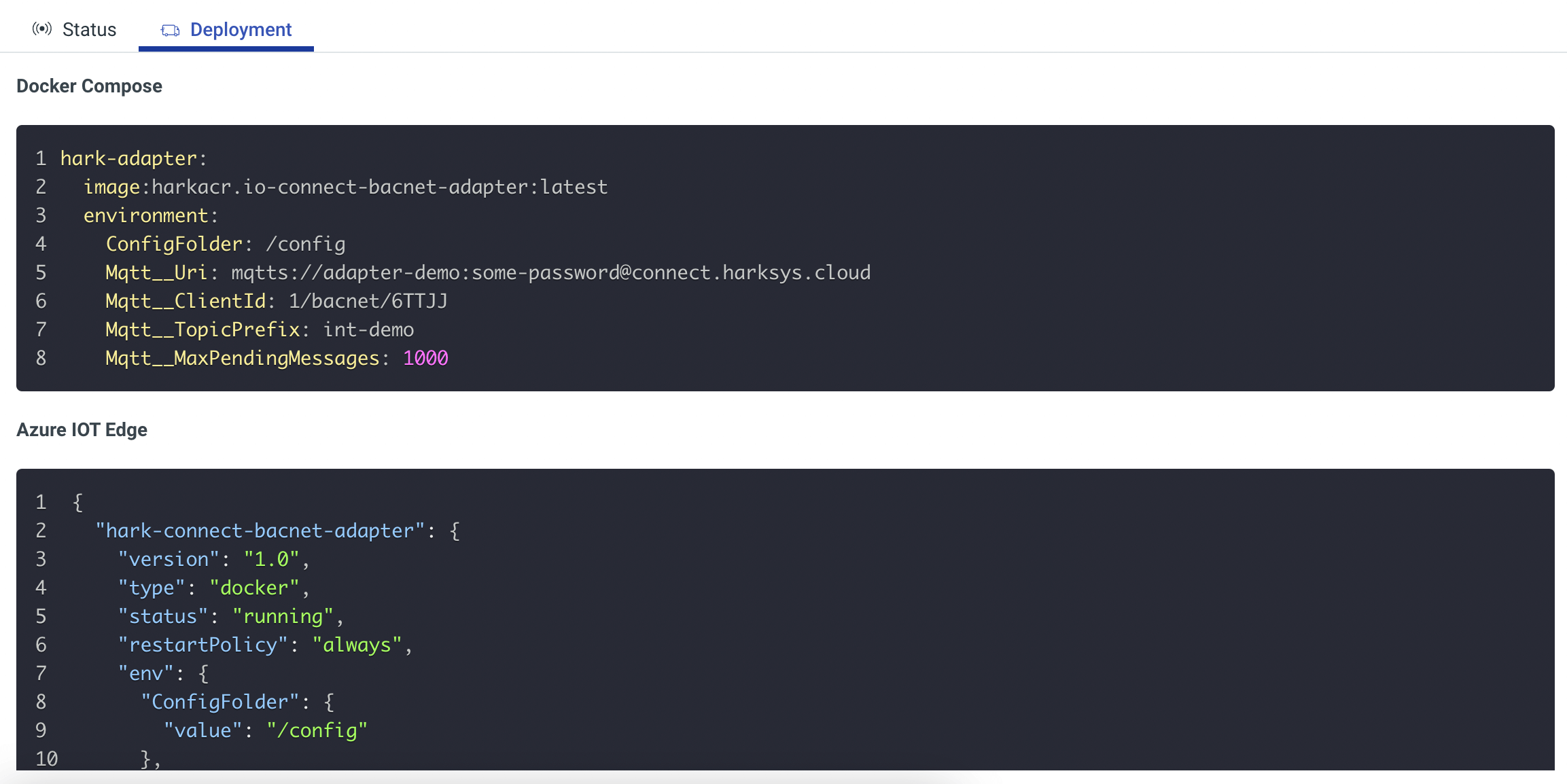 Adapter Deployment Configuration