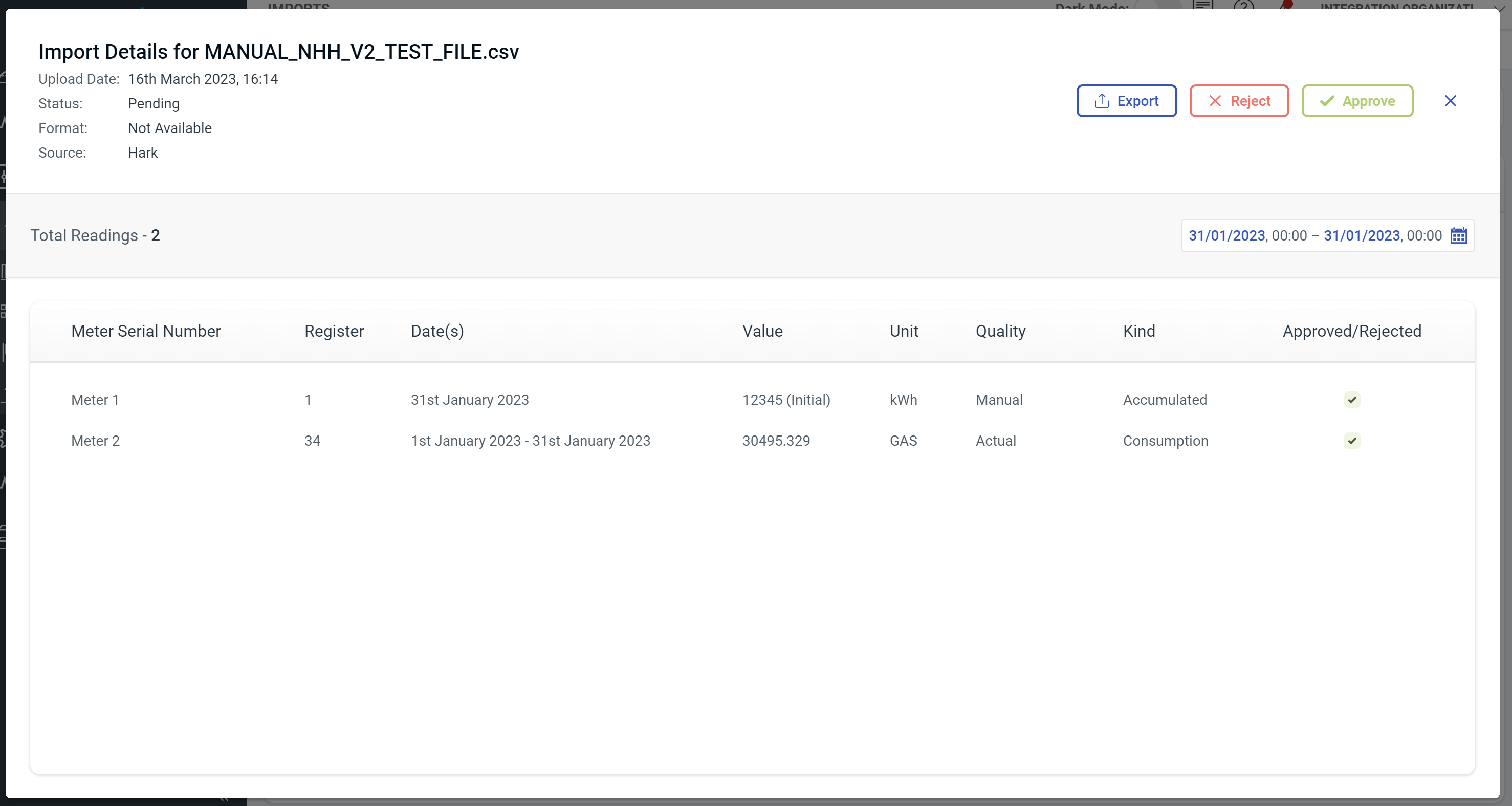 Energy Import Details Modal