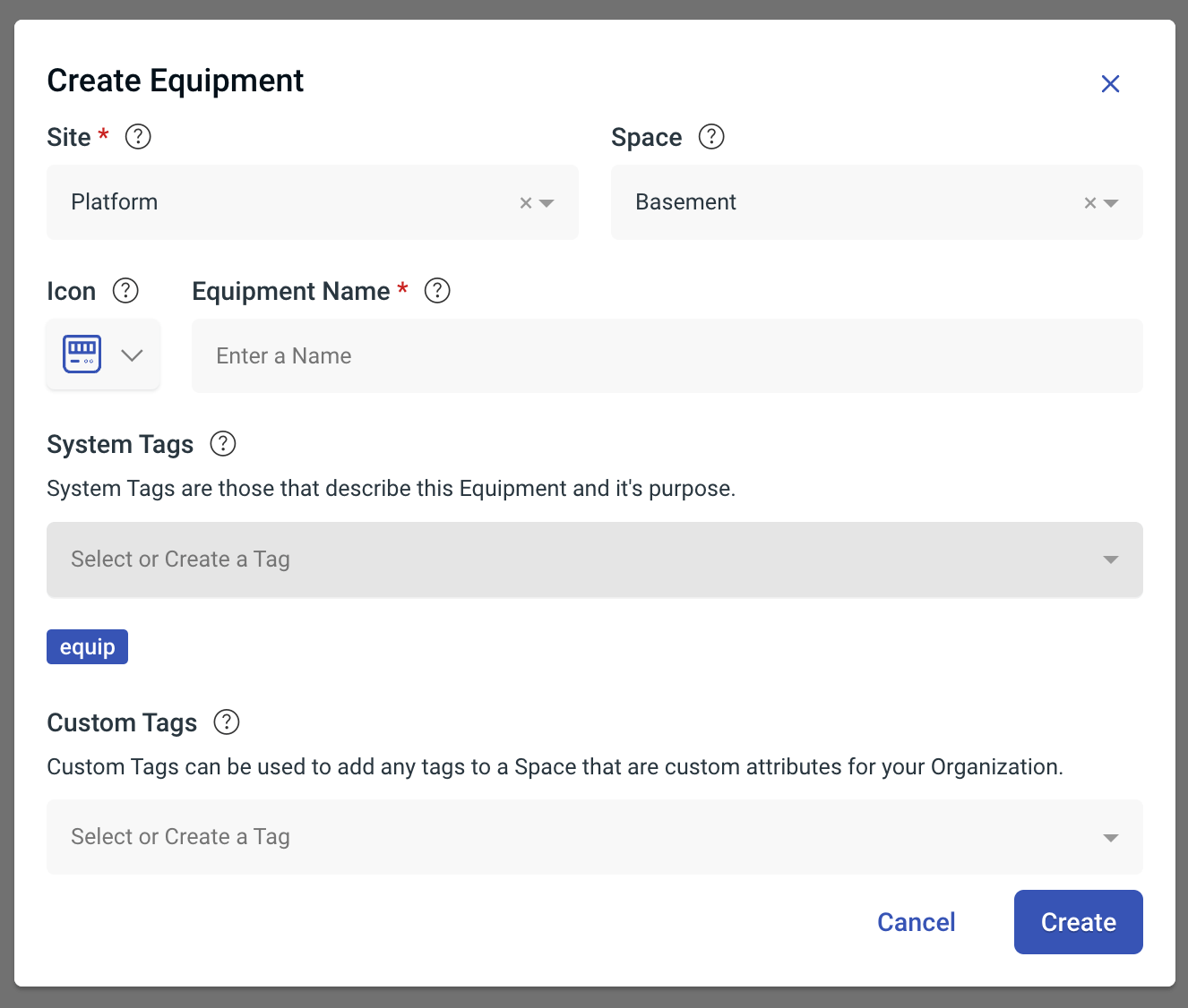 Create an Equipment Form