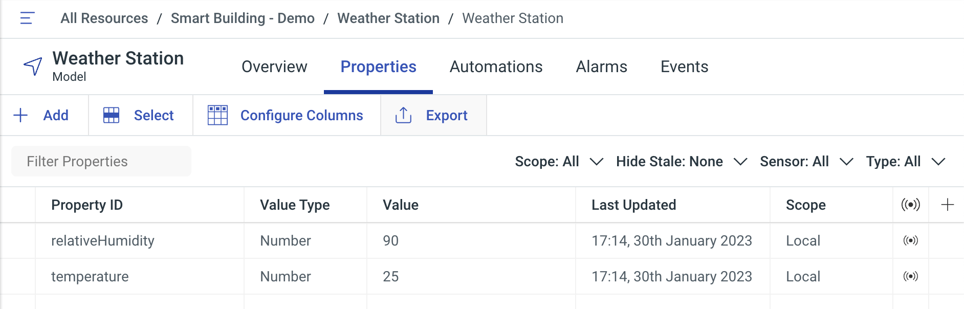 Exporting a Model's Properties