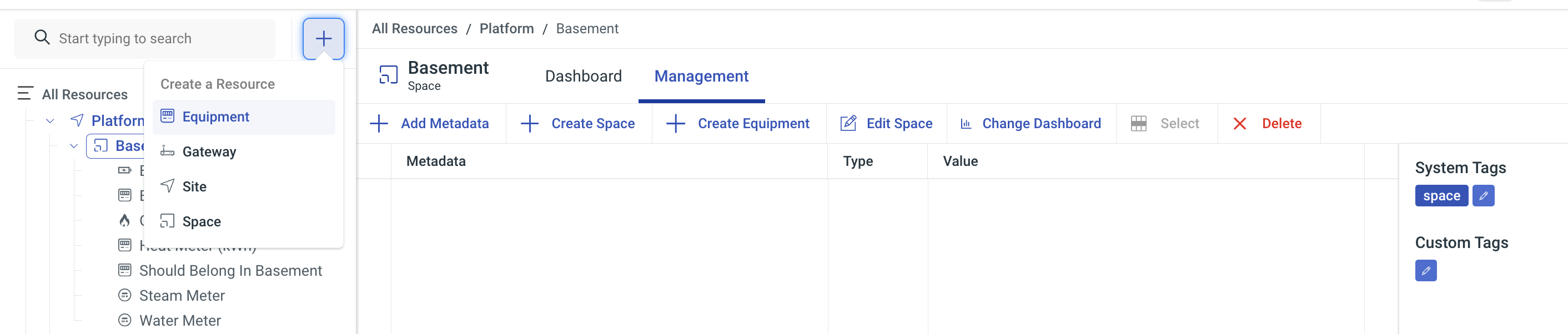 Create an Equipment