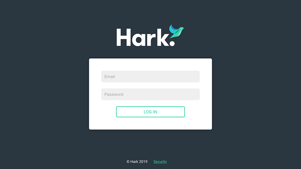 New Hark Platform Login Page